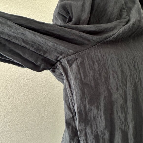 Madewell Black Button Up Shirt Crinkle Viscose Minimalist Shirttail Relax Fit Tu - Picture 7 of 14